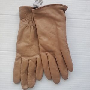 Fownes Woman's Camel Genuine Leather Gloves Fleece Lining XL Neutral Minimalist
